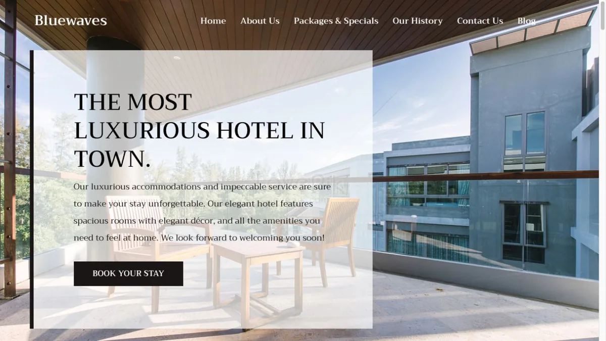 Preview of the hotel demonstration website